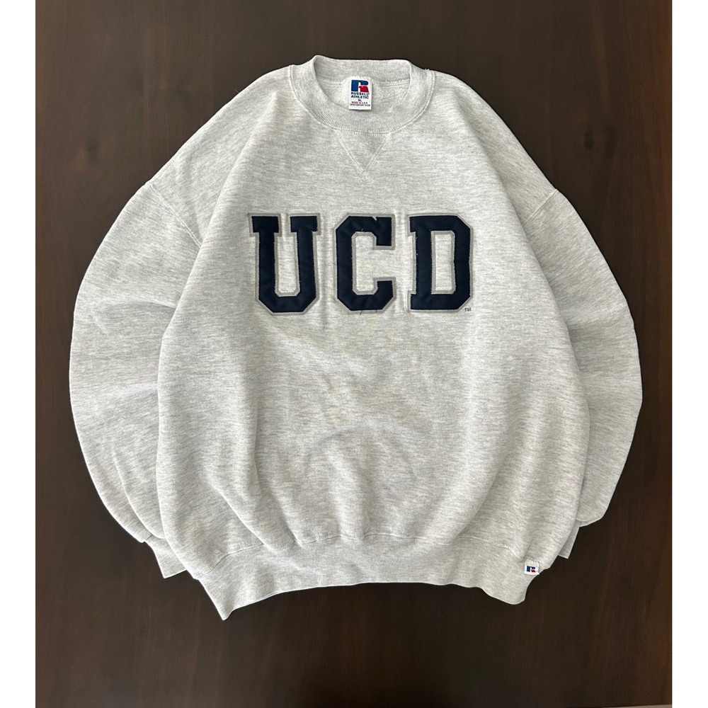 VTG 90s Russell Athletic UCD Sweatshirt XL Gray Made in USA Crewneck Pullover